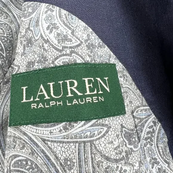 Lauren Ralph Lauren for Macy's Mens Navy Blue Linen Blazer Sportcoat Size 46 L - Picture 6 of 9